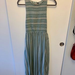 Blue Ciel Printed Smocked Midi Dress